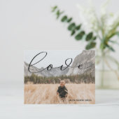 Valentijnse Minimalistische liefde script Foto Bri Feestdagenkaart (Staand voorkant)