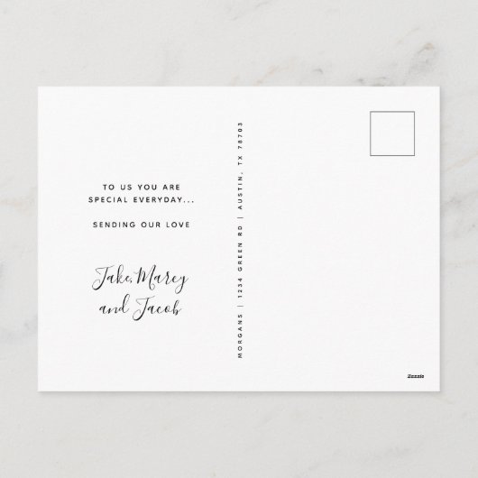 Valentijnse Minimalistische liefde script Foto Bri Feestdagenkaart (Achterkant)