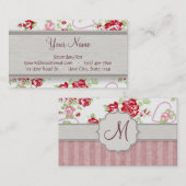 Valentijnse  - Monogram voor hart, Rozen en strips Visitekaartje (Voorkant / Achterkant)