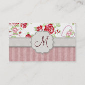 Valentijnse  - Monogram voor hart, Rozen en strips Visitekaartje (Achterkant)
