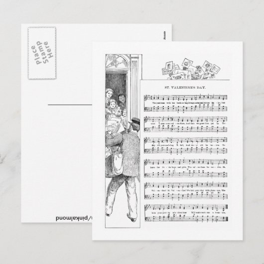 Valentijnse muziek en muziek feestdagenkaart (Voorkant / Achterkant)