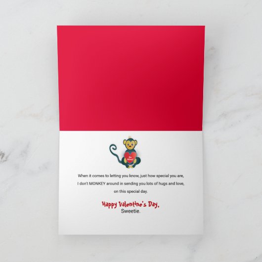 Valentijnse Niece Kinder Monkey Heart Tree Card Kaart (Binnen)