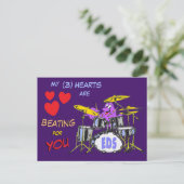 Valentijnse  Octopus Cartoon 3 Harten Briefkaart (Staand voorkant)