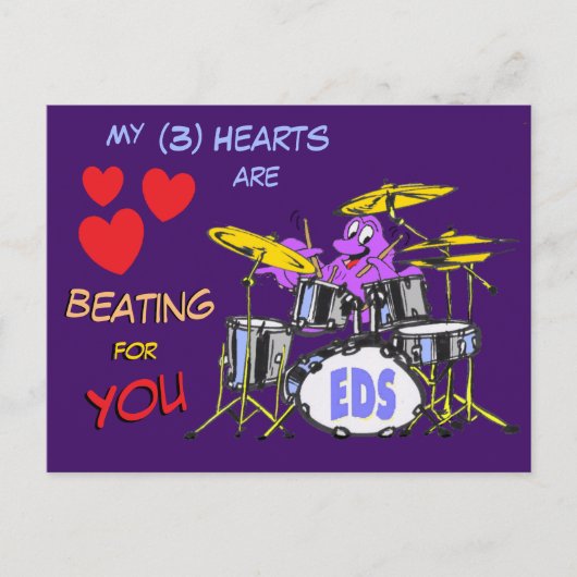 Valentijnse  Octopus Cartoon 3 Harten Briefkaart (Voorkant)