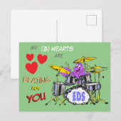 Valentijnse Octopus Cartoon 3 Hoortst. Briefkaart (Voorkant / Achterkant)