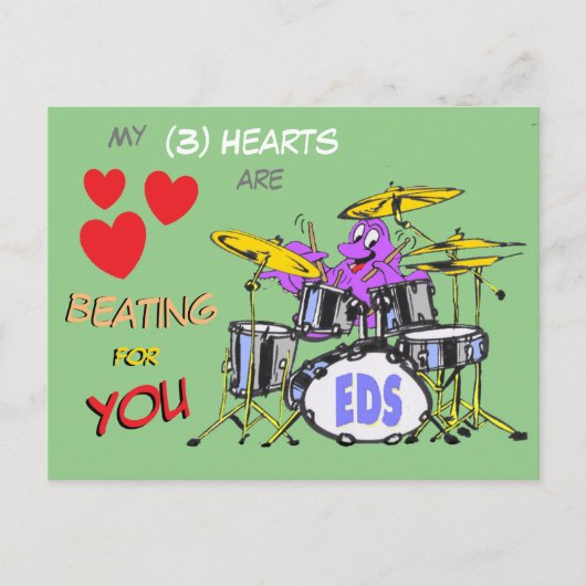 Valentijnse Octopus Cartoon 3 Hoortst. Briefkaart (Voorkant)