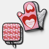 Valentijnse ovenwant & pannenlap set (Voorkant / Achterkant)