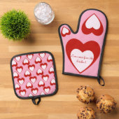 Valentijnse ovenwant & pannenlap set (Top down)