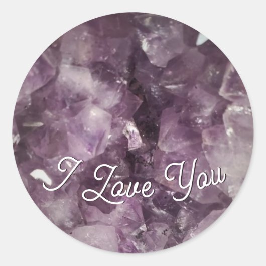 Valentijnse Paarse Amethist Crystal Ronde Sticker (Voorkant)