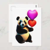 Valentijnse Panda & hartballon, Valentijnsdag Briefkaart (Voorkant / Achterkant)