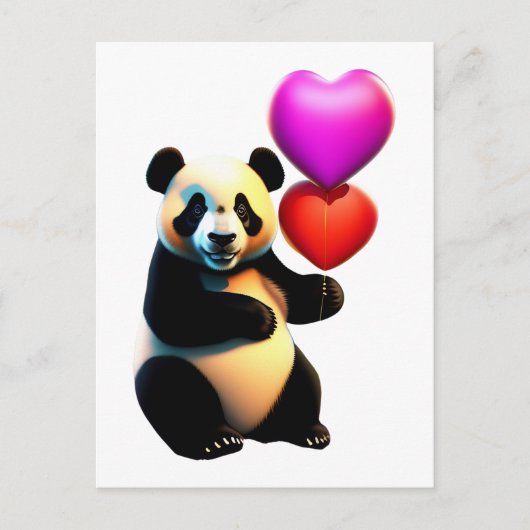 Valentijnse Panda & hartballon, Valentijnsdag Briefkaart (Voorkant)