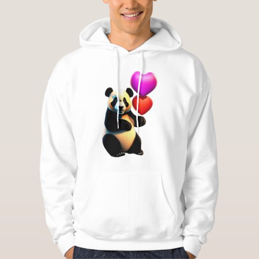 Valentijnse Panda & hartballon, Valentijnsdag Hoodie (Voorkant)