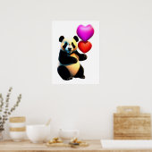 Valentijnse Panda & hartballon, Valentijnsdag Poster (Keuken)
