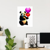 Valentijnse Panda & hartballon, Valentijnsdag Poster (Thuiskantoor)