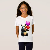 Valentijnse Panda & hartballon, Valentijnsdag T-shirt (Voorkant volledig)