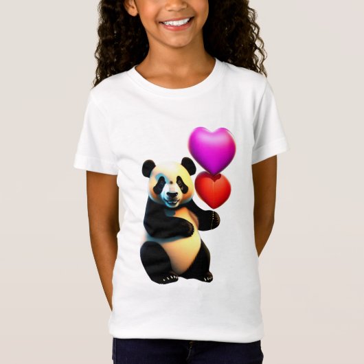 Valentijnse Panda & hartballon, Valentijnsdag T-shirt (Voorkant)