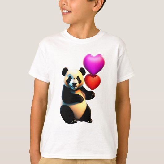Valentijnse Panda & hartballon, Valentijnsdag T-shirt (Voorkant)