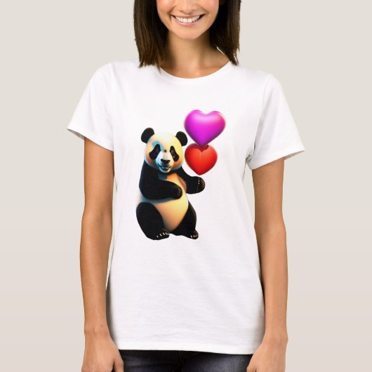 Valentijnse Panda & hartballon, Valentijnsdag T-shirt (Voorkant)