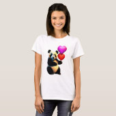 Valentijnse Panda & hartballon, Valentijnsdag T-shirt (Voorkant volledig)