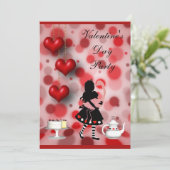 Valentijnse Partij Alice & het Retro van Flamingo Kaart (Staand voorkant)