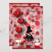 Valentijnse Partij Alice & het Retro van Flamingo Kaart (Voorkant / Achterkant)