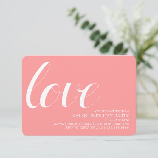 Valentijnse partij uitnodigt | Mod Pen Love Kaart (Staand voorkant)