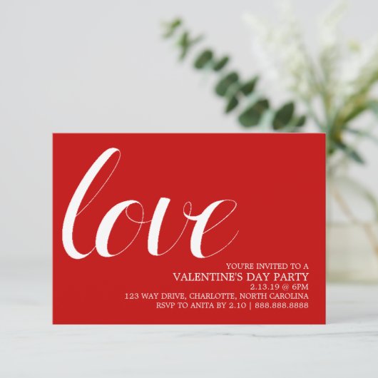 Valentijnse partij uitnodigt | Mod Pen Love Kaart (Staand voorkant)