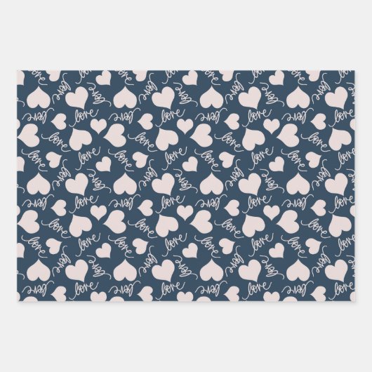 Valentijnse patronen van Bourgogne en marineblauw Inpakpapier Vel (Voorkant 2)