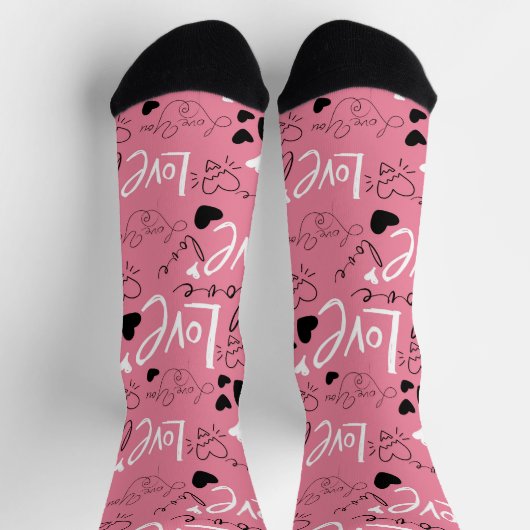 Valentijnse  patroon Liefde typografie harten Sokken (Top)