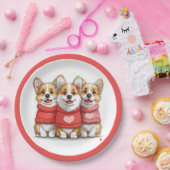 Valentijnse Pembroke Welsh Corgi Dogs Papieren Bordje (Feest)