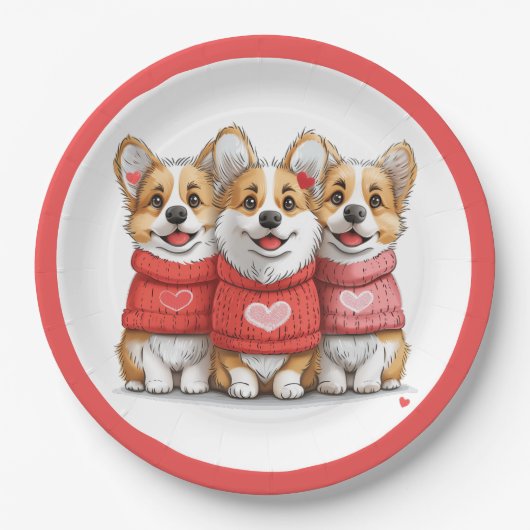 Valentijnse Pembroke Welsh Corgi Dogs Papieren Bordje (Voorkant)