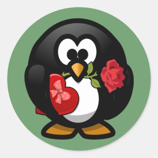 Valentijnse Pinguïn Sticker (Voorkant)