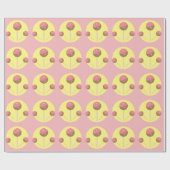 Valentijnse Pop met zoete Cake roze ompakken Cadeaupapier (Vlak)