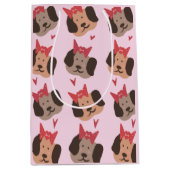 Valentijnse Puppies met een hoekpatroon Medium Cadeauzakje (Voorkant)