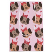 Valentijnse Puppies met een hoekpatroon Medium Cadeauzakje (Achterkant)