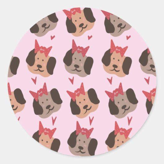 Valentijnse Puppies met een hoekpatroon Ronde Sticker (Voorkant)