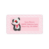 Valentijnse Puppy Heart Patroon Roze Wit Etiket (Voorkant)