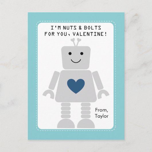 Valentijnse robotklasse feestdagenkaart (Voorkant)