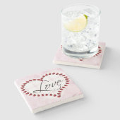 VALENTIJNSE rode en rode hartritme Stenen Onderzetter (Zijkant)