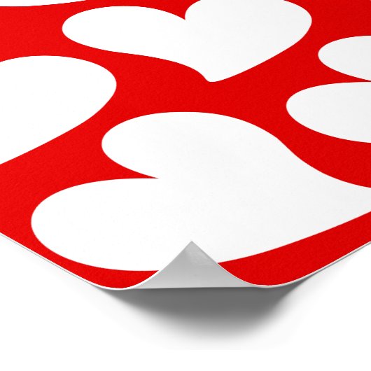 VALENTIJNSE RODE EN WITTE HARTS VALENTIJN POSTER (Hoek)