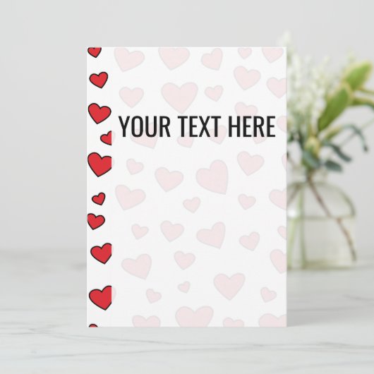 Valentijnse  Rode Hart Patroon Aankondiging (Staand voorkant)