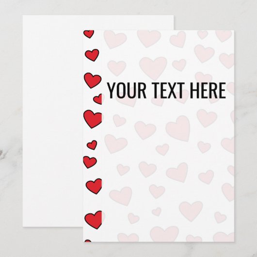 Valentijnse  Rode Hart Patroon Aankondiging (Voorkant / Achterkant)