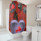 Valentijnse rode harten dice douche gordijn (In situ)