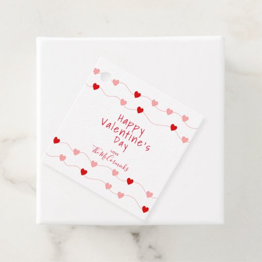 Valentijnse rode harten Hand geletterde scriptnaam Bedankjes Labels (In situ)