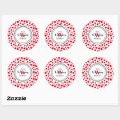 Valentijnse Rode Heart Monogramnaam Ronde Sticker (Vel)