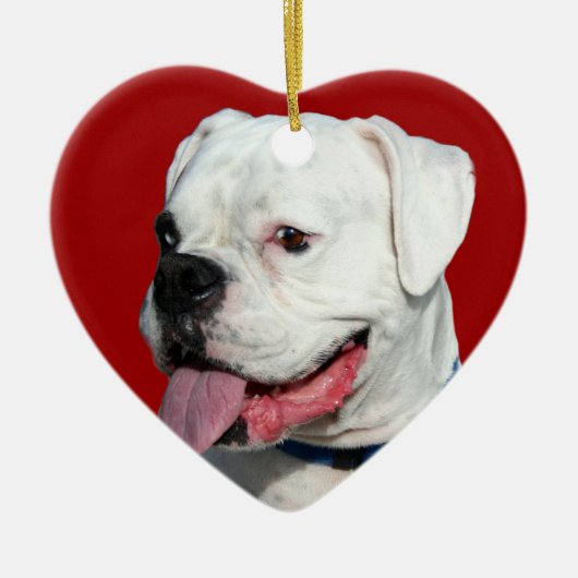 Valentijnse rode hond van Boxer Keramisch Ornament (Voorkant)