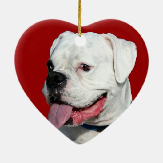 Valentijnse rode hond van Boxer Keramisch Ornament (Achterkant)