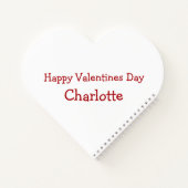 Valentijnse  Rode Liefde Hart Witte Naam Notitieboek (Achterkant)