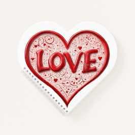 Valentijnse  Rode Liefde Hart Witte Naam Notitieboek