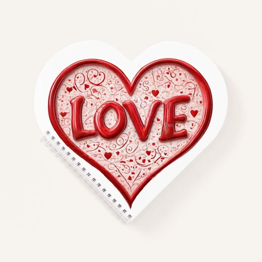Valentijnse  Rode Liefde Hart Witte Naam Notitieboek (Voorkant)